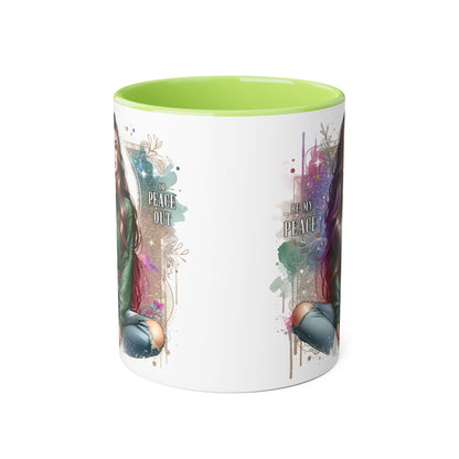 Artistic Be My Peace or Peace Out Mug, Inspirational Coffee Cup, Great for Relaxing Moments, Perfect Gift for Friends, Unique Home Decor, Peaceful Vibe