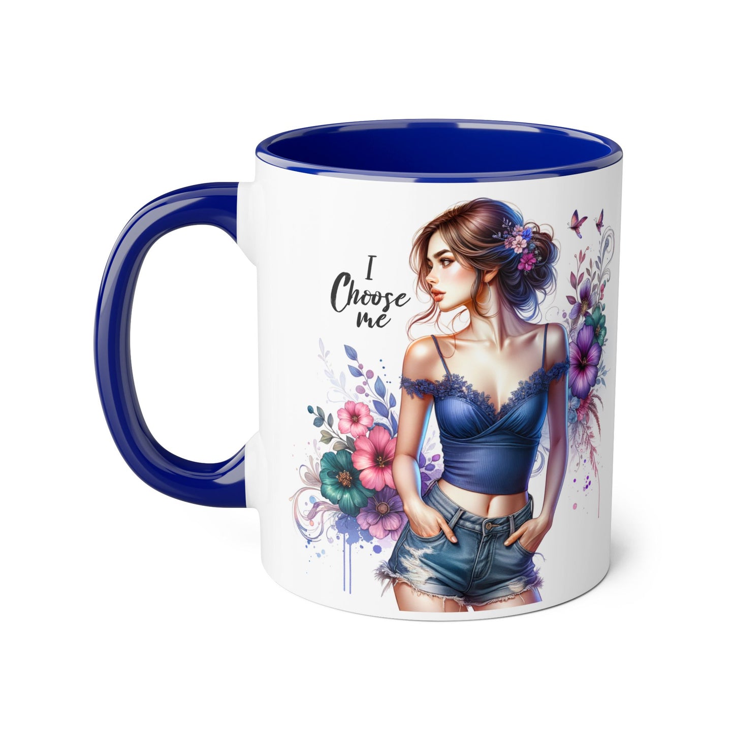 I Choose Me Floral Art Accent Mug, Inspirational Coffee Cup, Gifts for Her, Home Decor, Birthday Present, Self-Care Reminder