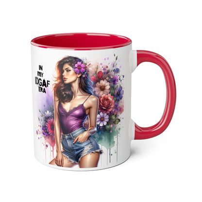 Colorful Floral IDGAF Mug, Inspiring Coffee Cup, Gift for Her, Sassy Drinkware, Unique Floral Mug, Birthday Gift