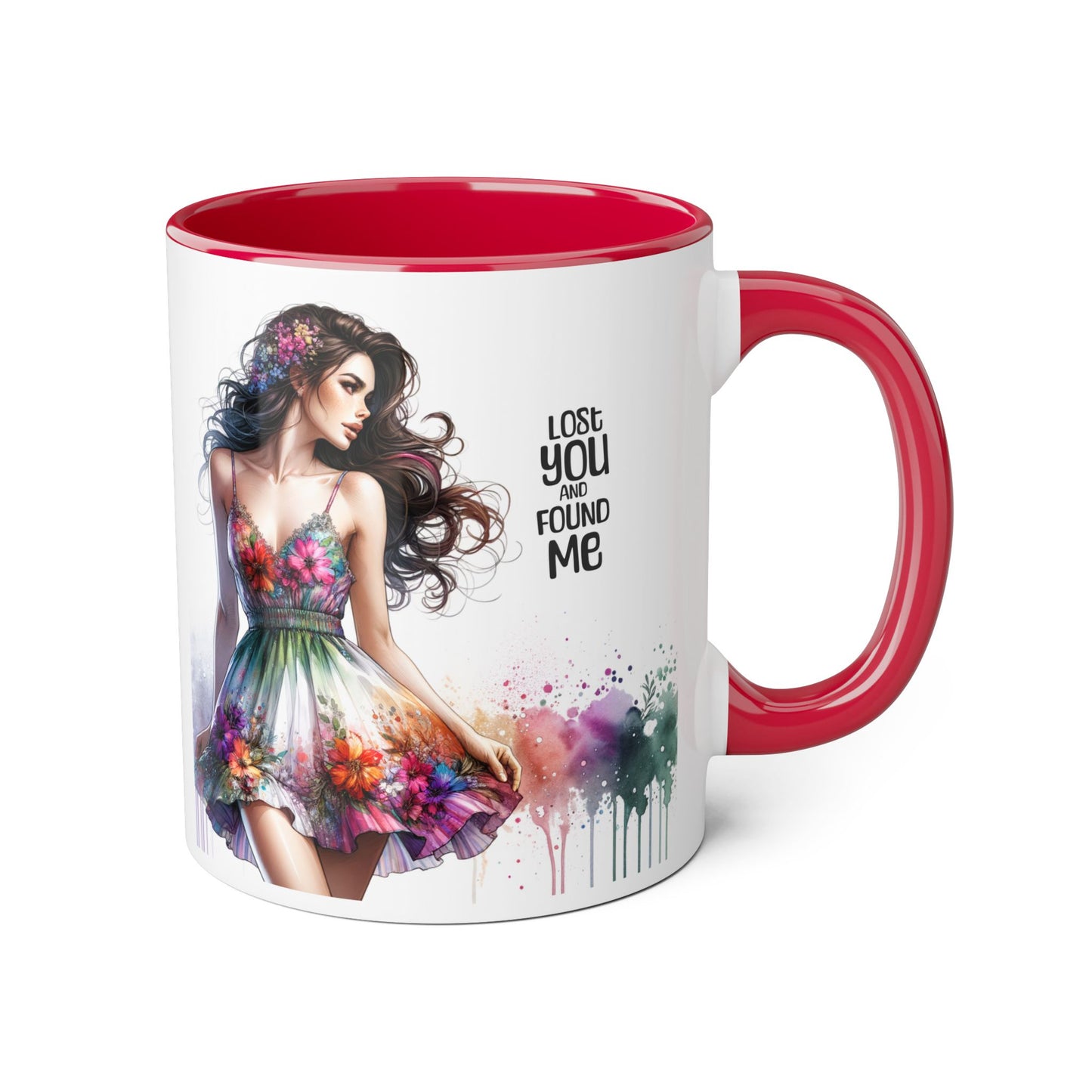 Lost You and Found Me Floral Dreamer Accent Mug | Colorful Coffee Cup | Inspirational Gift for Her | Artistic Drinkware | Perfect for Holidays & Celebrations