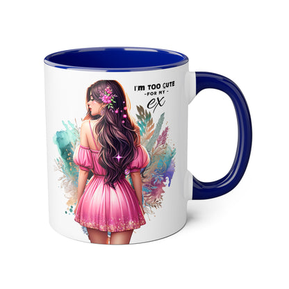 I'm Too Cute For My Ex Accent Mug featuring Cute Design for Sip and Style Lovers, Gift for Friends, Home Decor, Coffee Lovers, Tea Enthusiasts