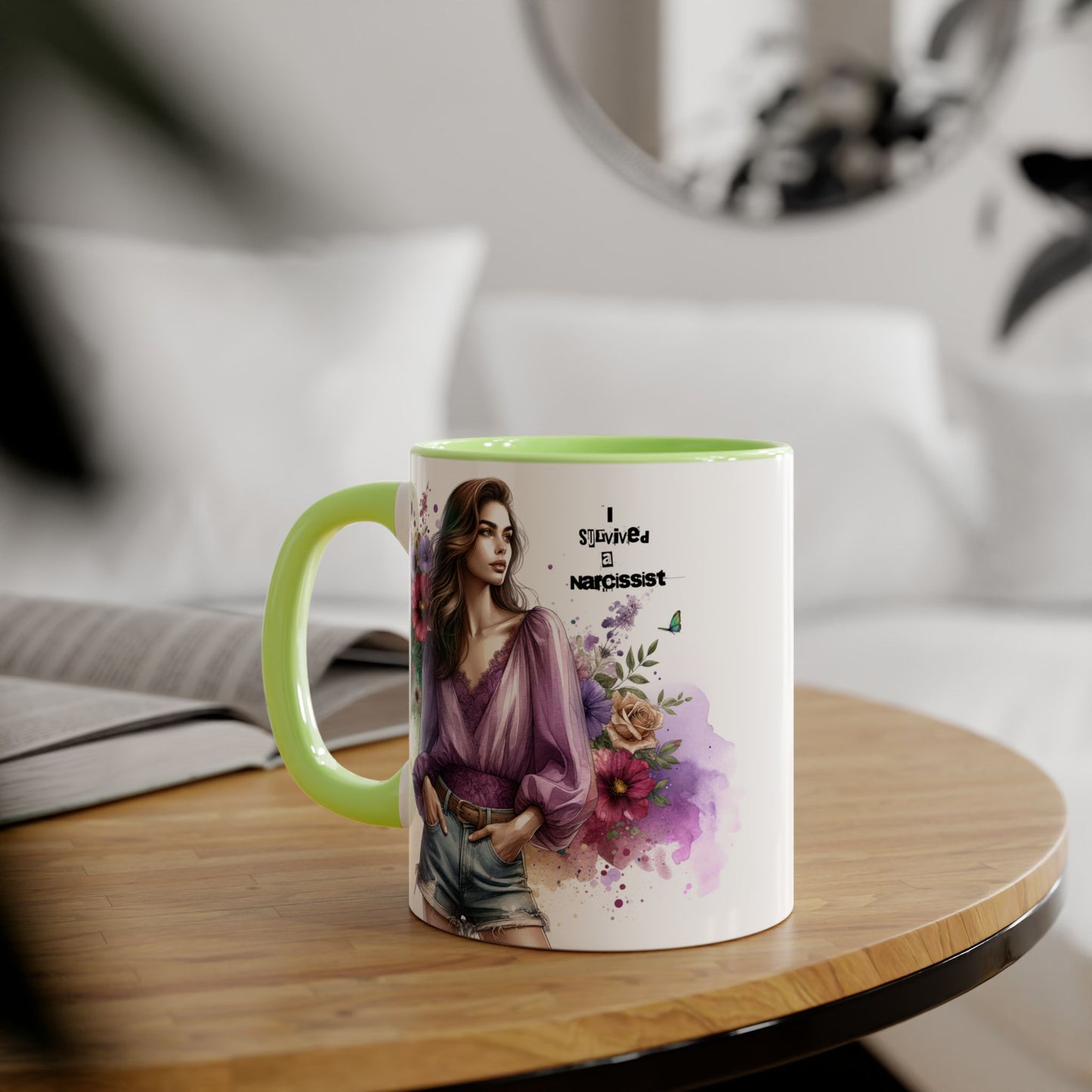 Stylish Floral Accent Mug with Quote, Perfect Gift for Coffee Lovers, Home Decor, Inspirational, Birthday, Humor, Self-Love