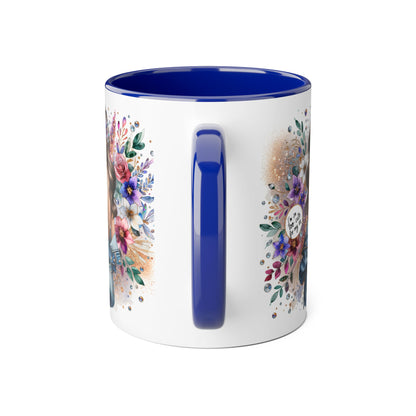 I'm Too Cute For My Ex Floral Accent Mug with Boho Design, Coffee Lover Gift, Tea Cup, Artful Beverage Holder, Personalized Drinkware