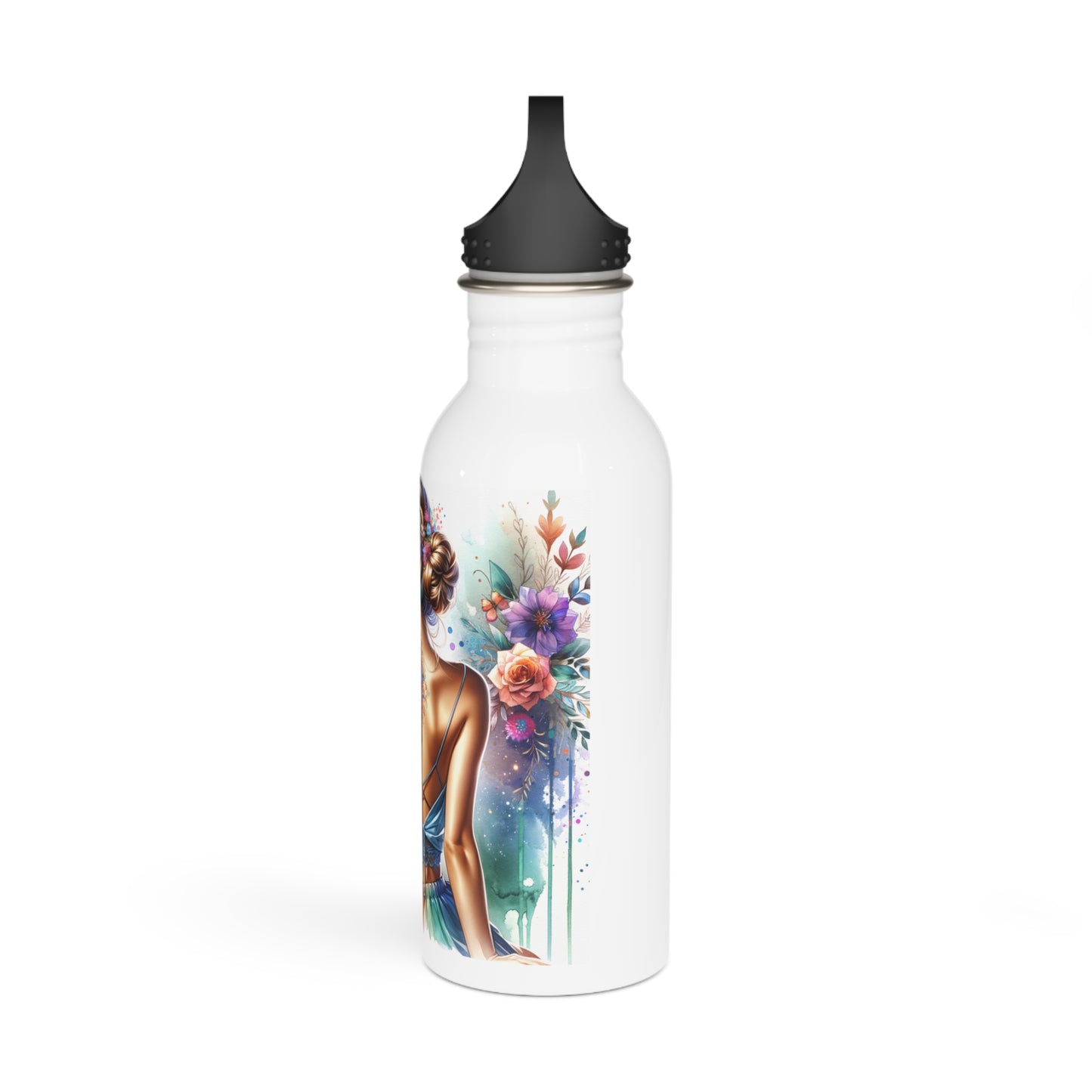 Thank U, Next Artistic Stainless Steel Water Bottle - Unique Gift for Fitness, Travel, or Eco-Friendly Enthusiasts, Hydration, Floral Design