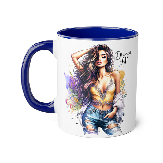 Divorced AF Mug, Stylish 11oz Accent Mug for Coffee Lovers, Perfect for Gifts, Self-Care and Empowerment, Unique Art Design