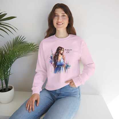 I'm Too Cute For My Ex Artistic Crewneck Sweatshirt - Feminine Fashion, Casual Wear, Cozy Gift, Unique Artwork, Everyday Comfort