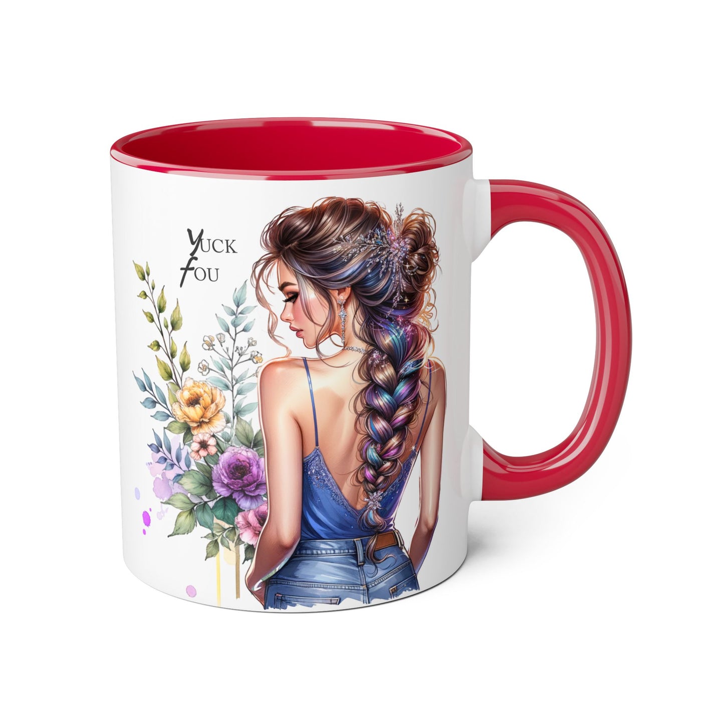 Yuck Fou Floral Inspirational Accent Mug, 11oz Coffee Cup, Gift for Her, Motivational Quote Beverage Holder, Rustic Home Decor