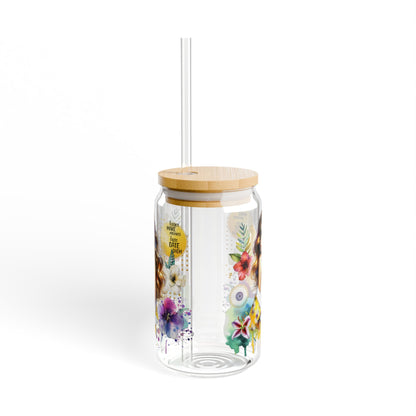 I Don't Make Mistakes, I Date Them Floral Art Sipper Glass, 16oz - Vibrant Drinkware for Garden Parties, Birthdays, Weddings, Eco-Friendly Gifts, Home Decor