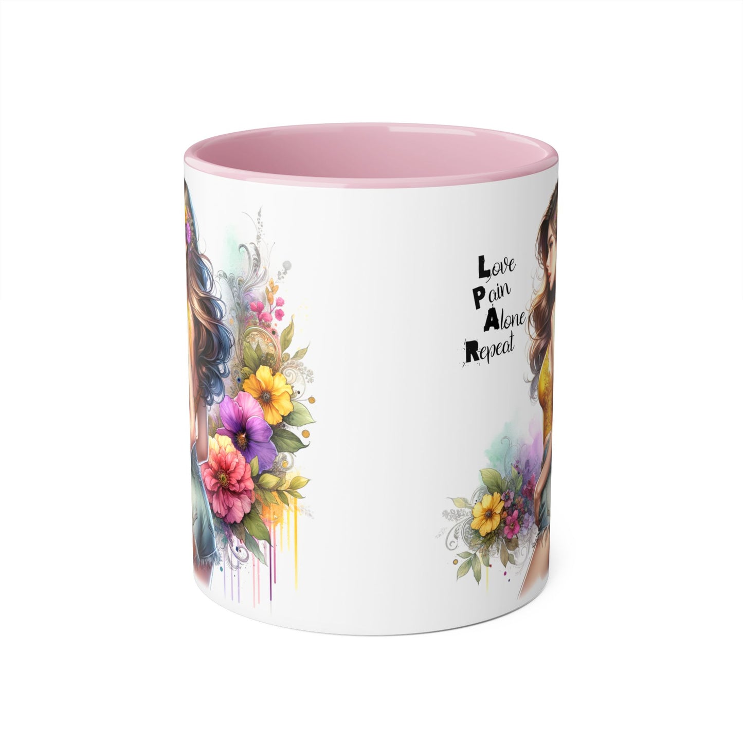 Colorful Floral Accent Mug with Inspirational Quote