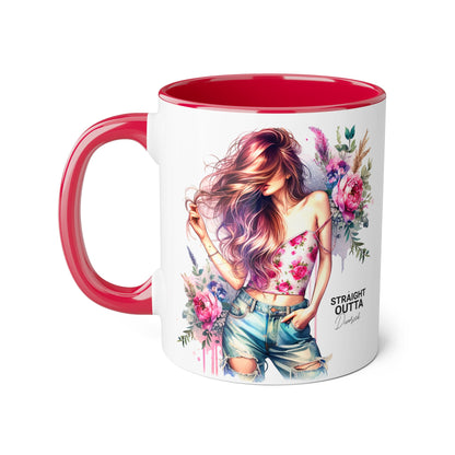 Straight Outta Divorced Humoristic Floral Accent Mug - Inspiring Gift for Friends, Unique Coffee Cup, Perfect for Birthdays, Home Decor, Coffee Lovers