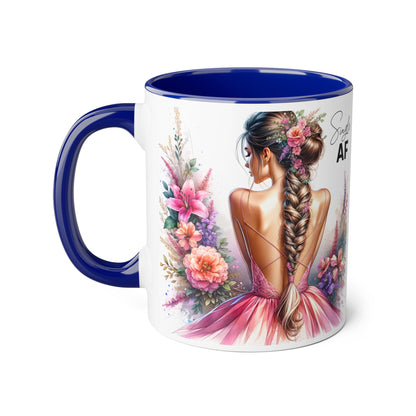 Single AF Floral Accent Mug - Perfect Gift for Single Friends, Celebration, Coffee Lovers, Birthday, Chic Decor
