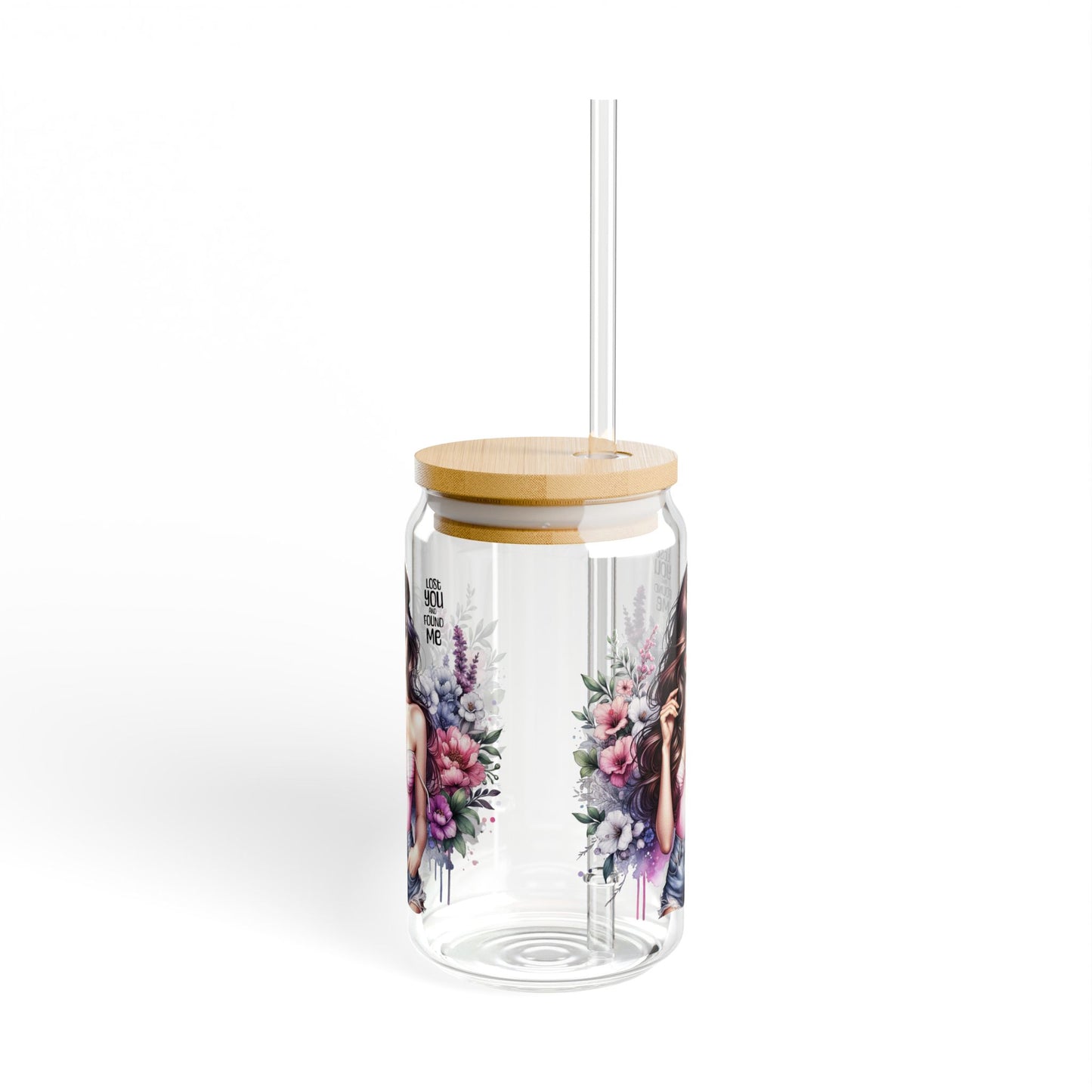 Lost You and Found Me Chic Sipper Glass, 16oz with Floral Design, Reusable Drinkware, Perfect for Eco-Friendly Lifestyle, Gift for Her, Summer Essentials