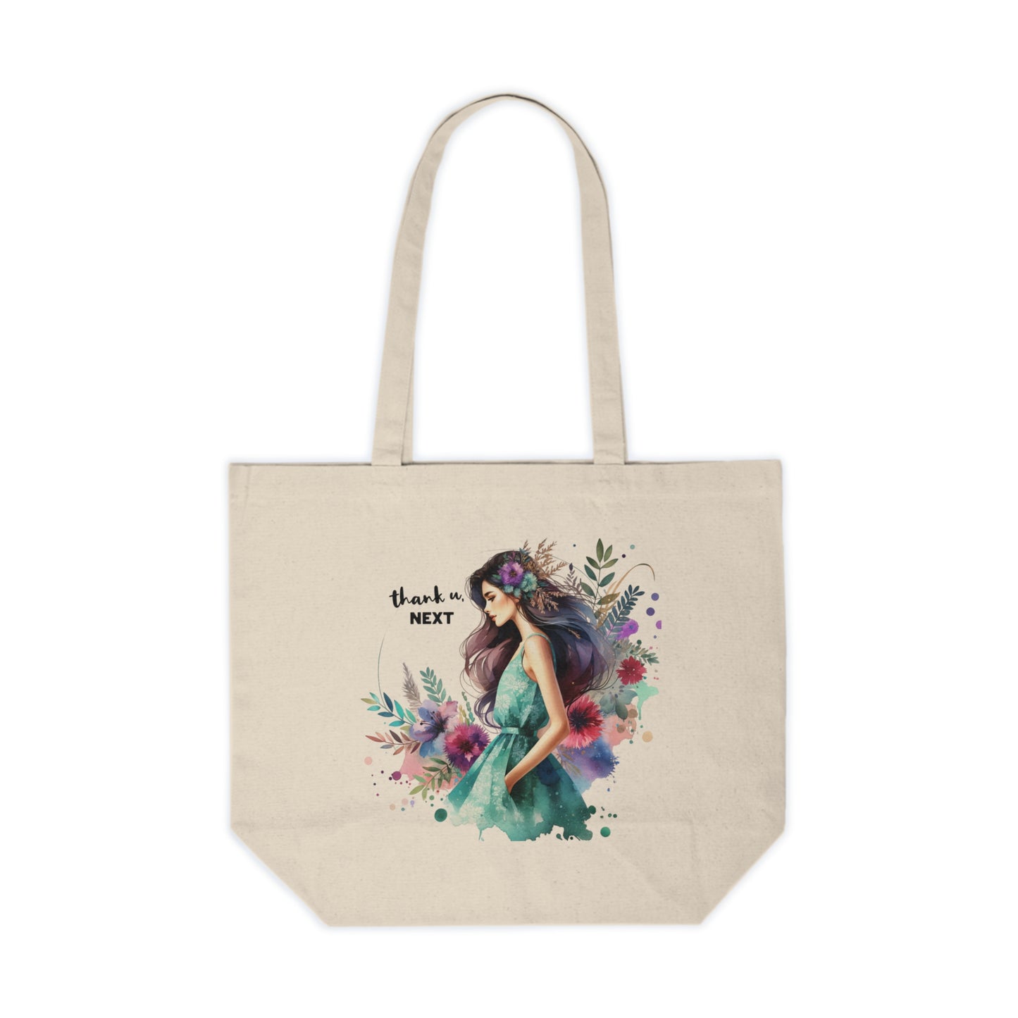 Thank U, Next Floral Thank You Canvas Tote Bag, Reusable Shopping Bag, Eco-Friendly Gift, Market Bag, Travel Tote