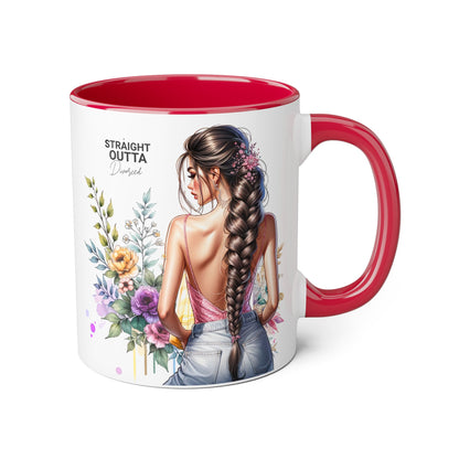 Straight Outta Divorced Humoristic Accent Mug | Floral Design Coffee Mug, Gift for Her, Inspirational Mug, Home Decor, Birthday Gift