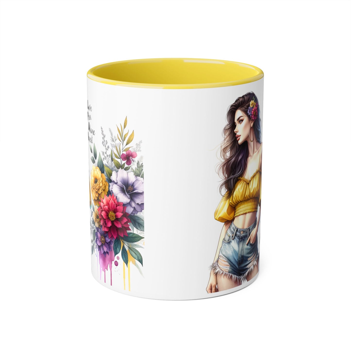 Boho Floral Accent Mug, Stunning Gift for Tea Lovers, Home Decor, Coffee Lover's Gift, Birthday Present, Art Print Mug