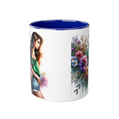 Yuck Fou Floral Accent Mug, 11oz Ceramic Coffee Cup, Inspirational Gift, Home Decor, Unique Art Mug, Perfect for Coffee Lovers