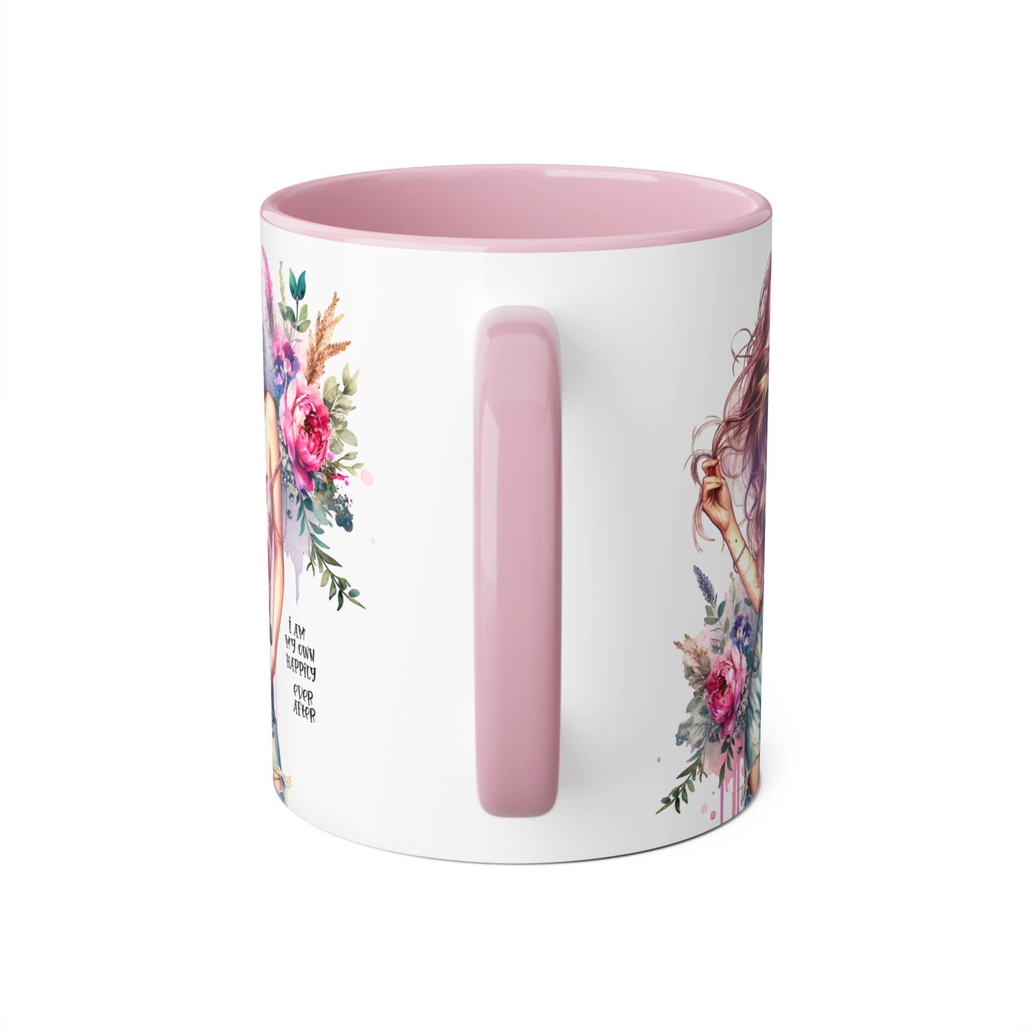 I Am My Own Happily Ever After Floral Beauty Accent Mug - Inspirational Coffee Cup, Gift for Her, Floral Mug, Motivational Drinkware, Cute Kitchen Decor
