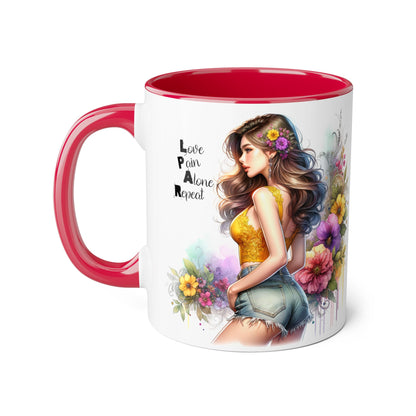 Colorful Floral Accent Mug with Inspirational Quote