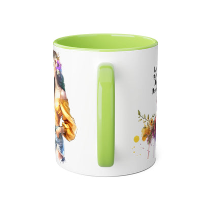 Colorful Floral Accent Mug, Love Pain Alone Repeat, Inspirational Coffee Cup, Gift for Friends, Art Lover Mug