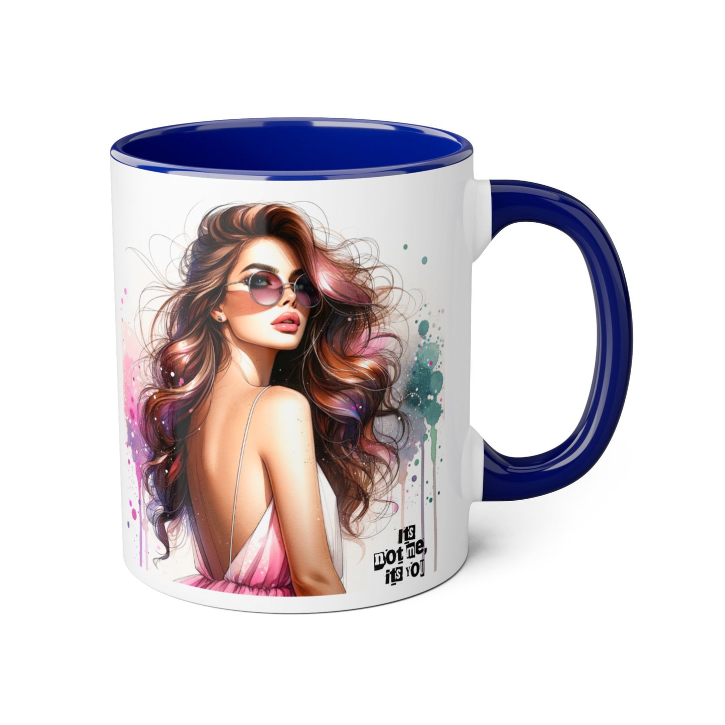 It's Not Me, It's You Humoristic Chic Abstract Accent Mug, Vibrant Coffee Cup, Trendy Gift for Her, Colorful Art Mug, Fashionista Drinkware