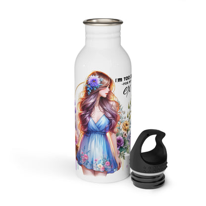 I'm Too Cute For My Ex Floral Stainless Steel Water Bottle - Cute Quotes for Her, Travel Flask, Eco-Friendly Gift, Summer Hydration, Fitness Water Bottle