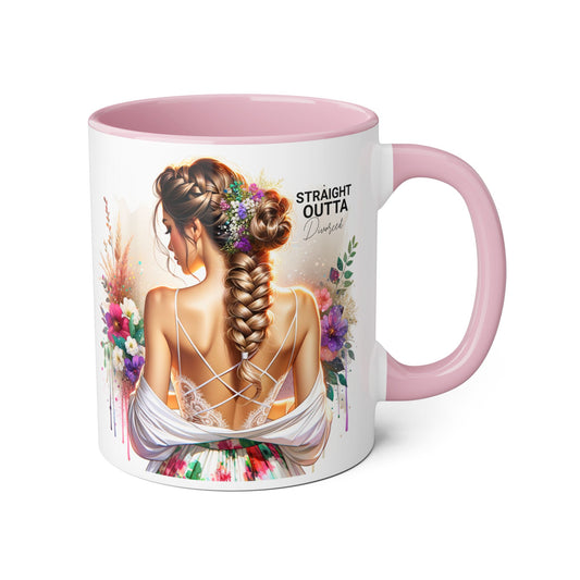 Straight Outta Divorced Humoristic Elegant Floral Accent Mug - Straight Outta Inspired Design, Coffee Cup, Gift for Her, Home Decor, Unique Drinkware, Birthday