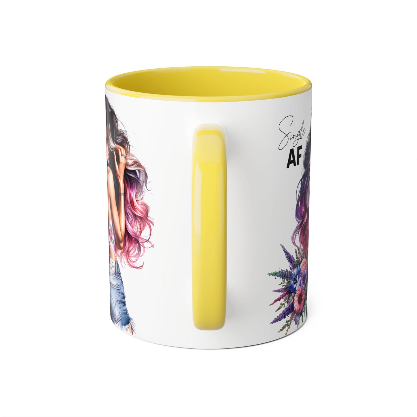 Single AF Bold Floral Single AF Accent Mug - Perfect for Coffee Lovers, Gifts for Her, Self-Care, Celebration, Home Decor