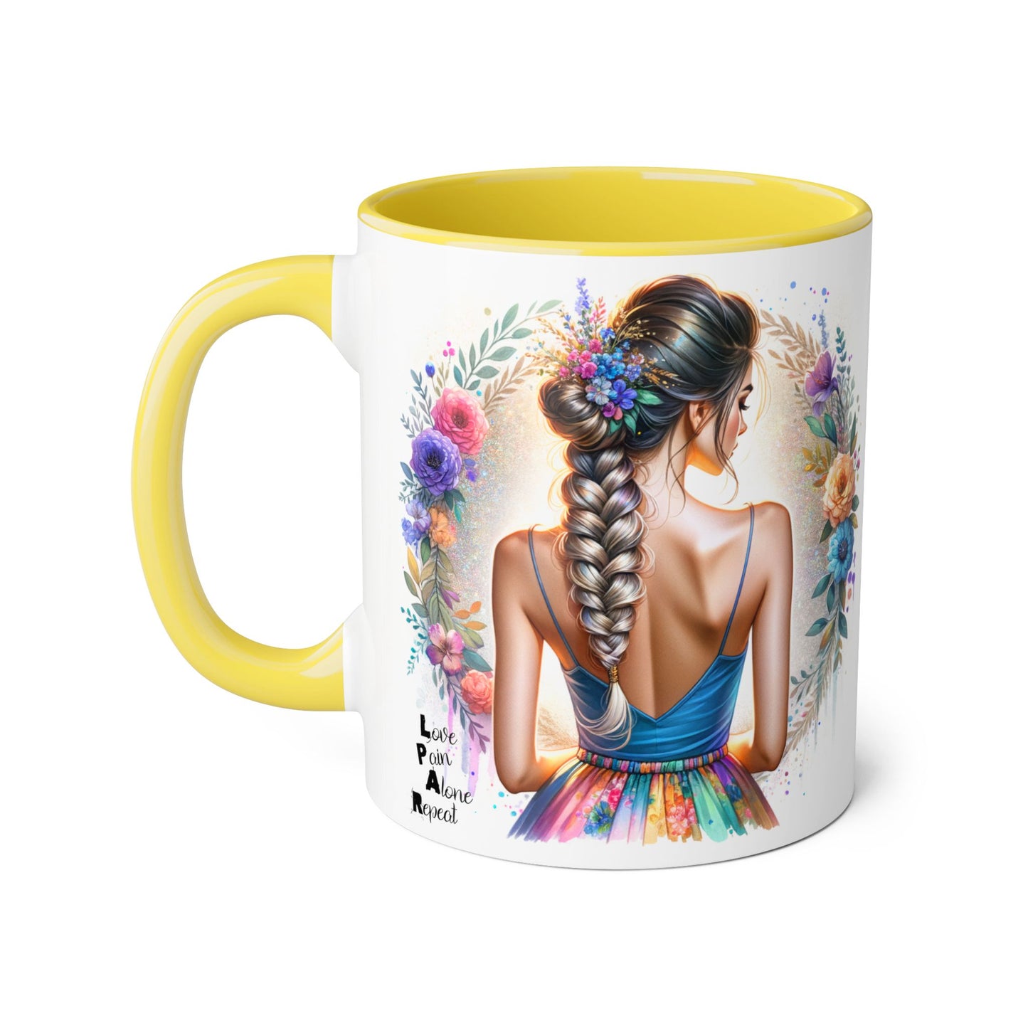 Artistic Accent Mug, Floral Coffee Cup, Unique Gifts for Her, Inspirational Drinkware, Love Yourself Mugs, Boho Style