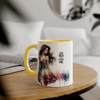 Lost You and Found Me Floral Dreamer Accent Mug | Colorful Coffee Cup | Inspirational Gift for Her | Artistic Drinkware | Perfect for Holidays & Celebrations