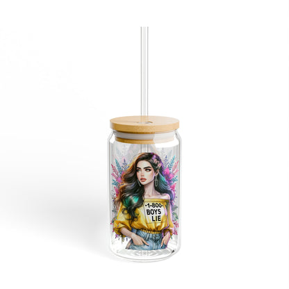 1-800-Boys-Lie Cool and Unique Sipper Glass, 16oz Sippy Cup, Trendy Drinkware, Gifts for Her, Summer Must-Have, Home Decor