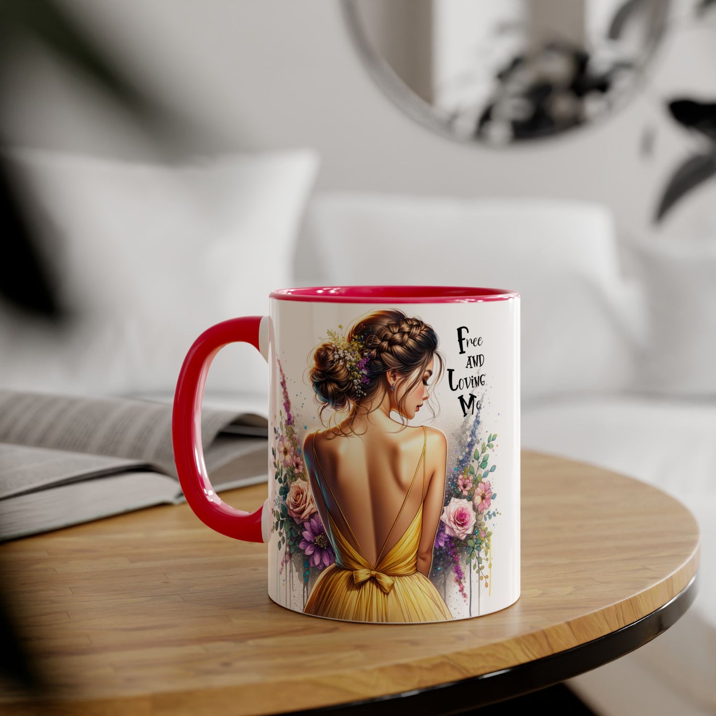 Floral Coffee Mug - Free and Loving Me, Artistic Gift for Her, Boho Style Coffee Cup, Inspirational Home Décor, Perfect for Birthdays, [...]