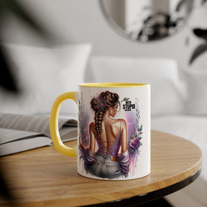 Not With Stupid Anymore Humoristic Bohemian Accent Mug, Artful Coffee Cup for Unique Gifts, Decorative Drinkware, Home Decor, Thoughtful Present