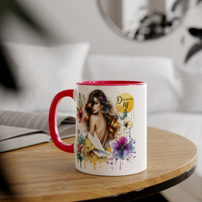 Vibrant Floral Accent Mug for Dreamers, Unique Coffee Cup, Gift for Her, Inspirational Beverage Mug, Boho Style Drinkware