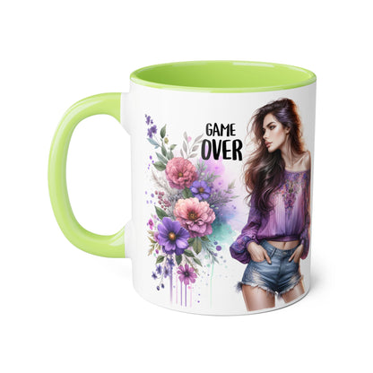 Floral Game Over Mug - Fun Coffee Cup, Gift for Game Lovers, Cute Floral Drinkware, Unique Mother's Day Gift, Tea Mug