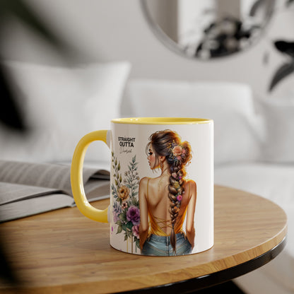 Straight Outta Divorced Humoristic Chic Floral Accent Mug with Elegant Design, Coffee Lover Gift, Home Decor, Mother's Day Present, Artistic Drinkware