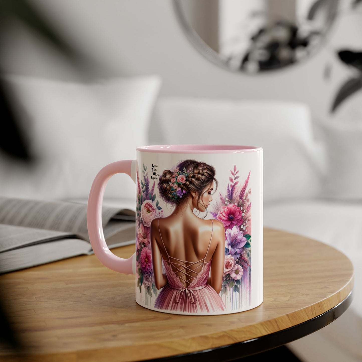 Floral Elegance Mug - Inspirational Coffee Cup, Gift for Her, Wedding Favor, Valentine's Day, Home Decor