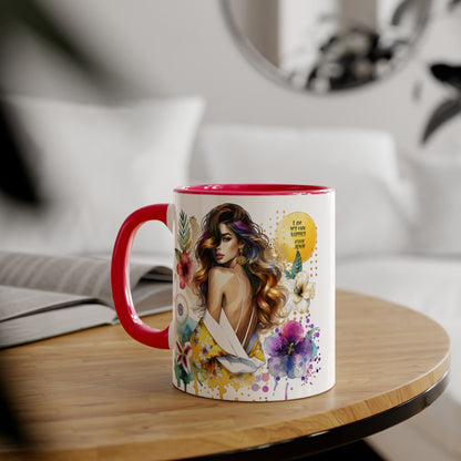 I Am My Own Happily Ever After Inspirational Floral Accent Mug - 11oz Motivational Coffee Cup for Women