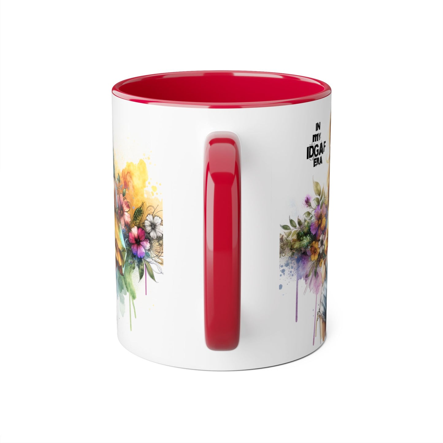 Colorful IDGAF Era Accent Mugs, Unique Coffee Cup for Bold Souls, Gifts for Women, Floral Design Mugs, Fun Cafe Mugs