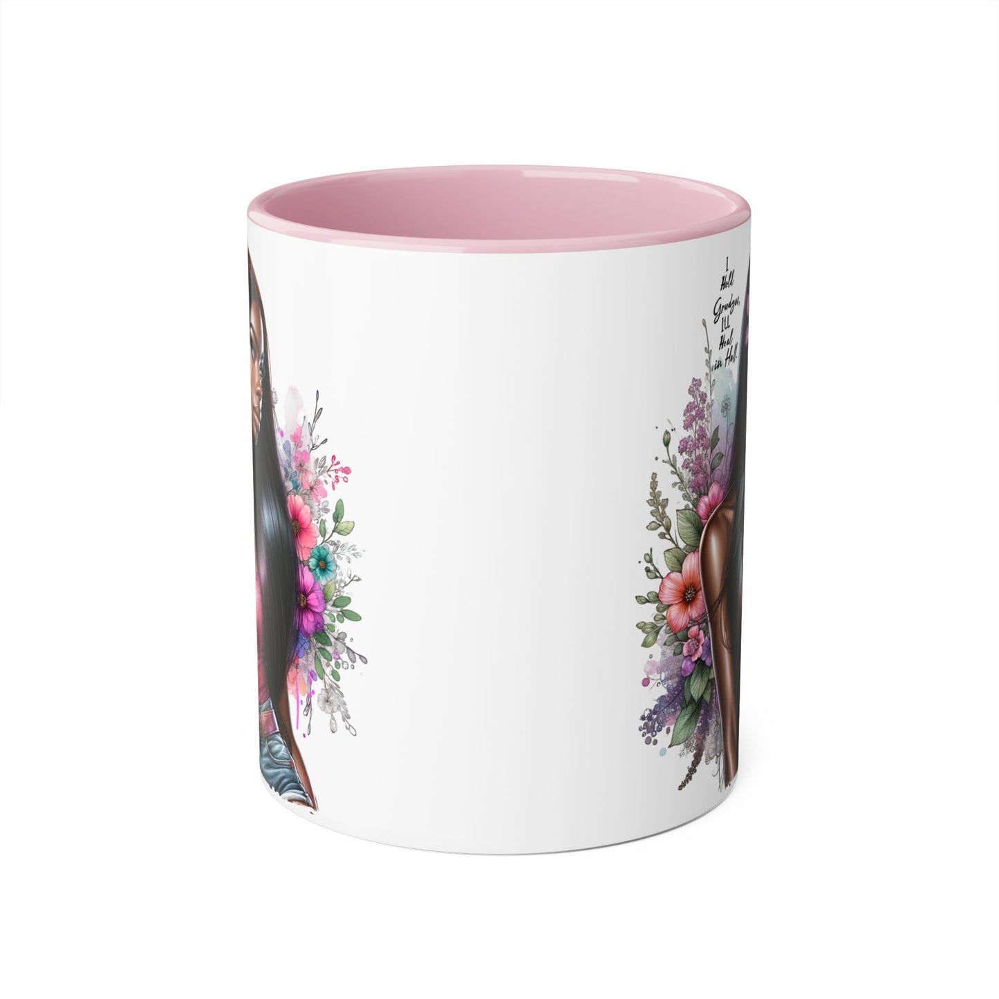 I Hold Grudges, I'll Heal in Hell  Humoristic Floral Portrait Coffee Mug - Perfect Gift for Her, Stylish Home Decor, Inspirational Quote, Unique Tea Cup, Birthday Treat