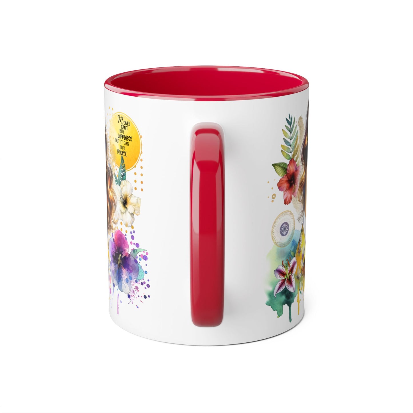 Money Can't Buy Happiness But It Can Buy Divorce Accent Mugs, 11oz