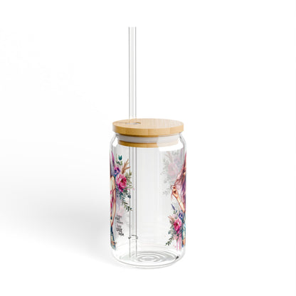 I Don't Make Mistakes, I Date Them Floral Sipper Glass, 16oz - Reusable Jar with Straw for Eco-Friendly Hydration, Perfect for Summer Picnics, Gifts for Her, Beach Days, [...]