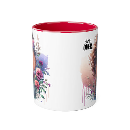 Boho Chic Accent Mug - Perfect Gift for Coffee Lovers, Home Decor, Floral Art, Unique Design, Game Over Theme