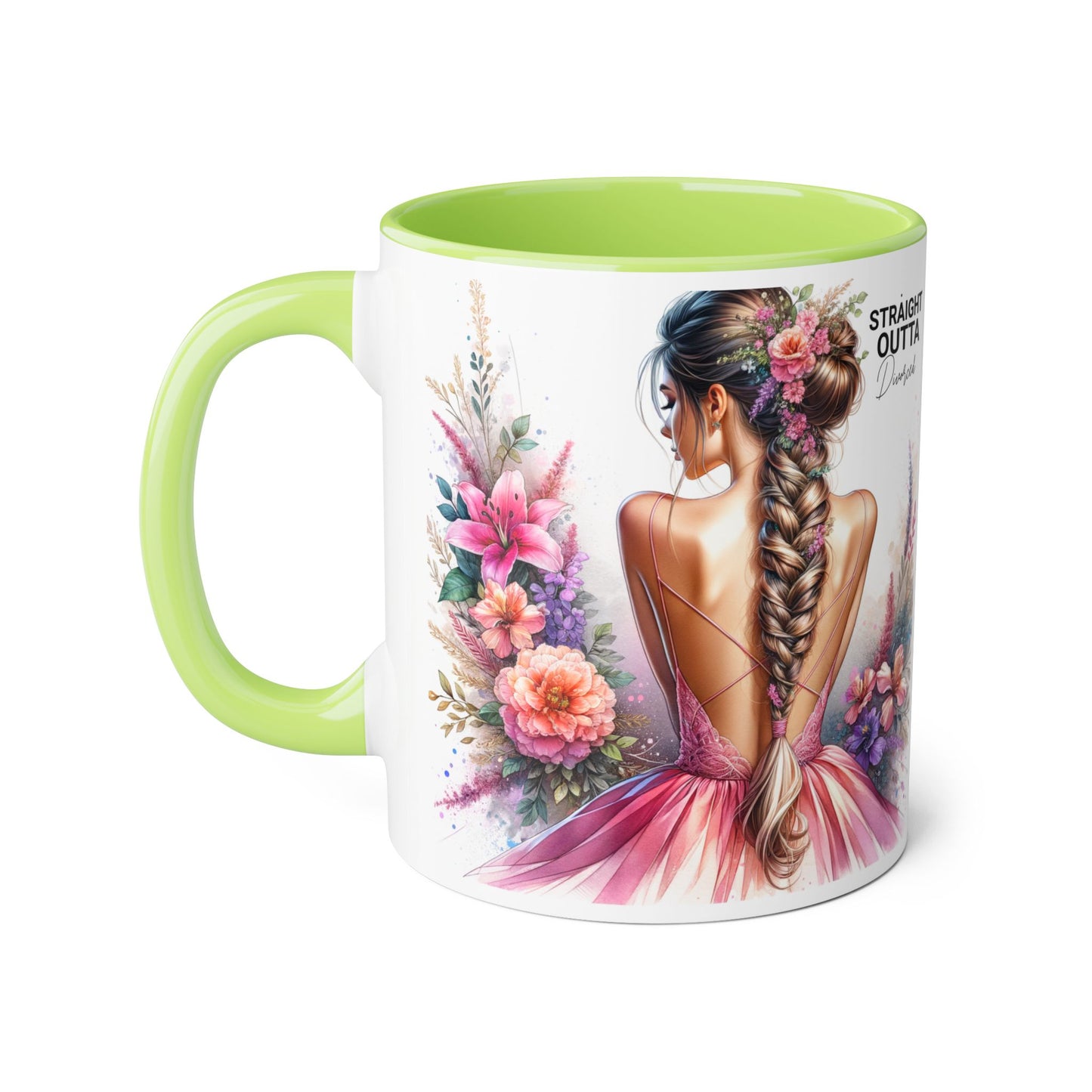 Straight Outta Divorced Humoristic Floral Art Accent Mug - Perfect Gift for Friends, Birthday Celebration, Mother's Day, Coffee Lover, Home Decor