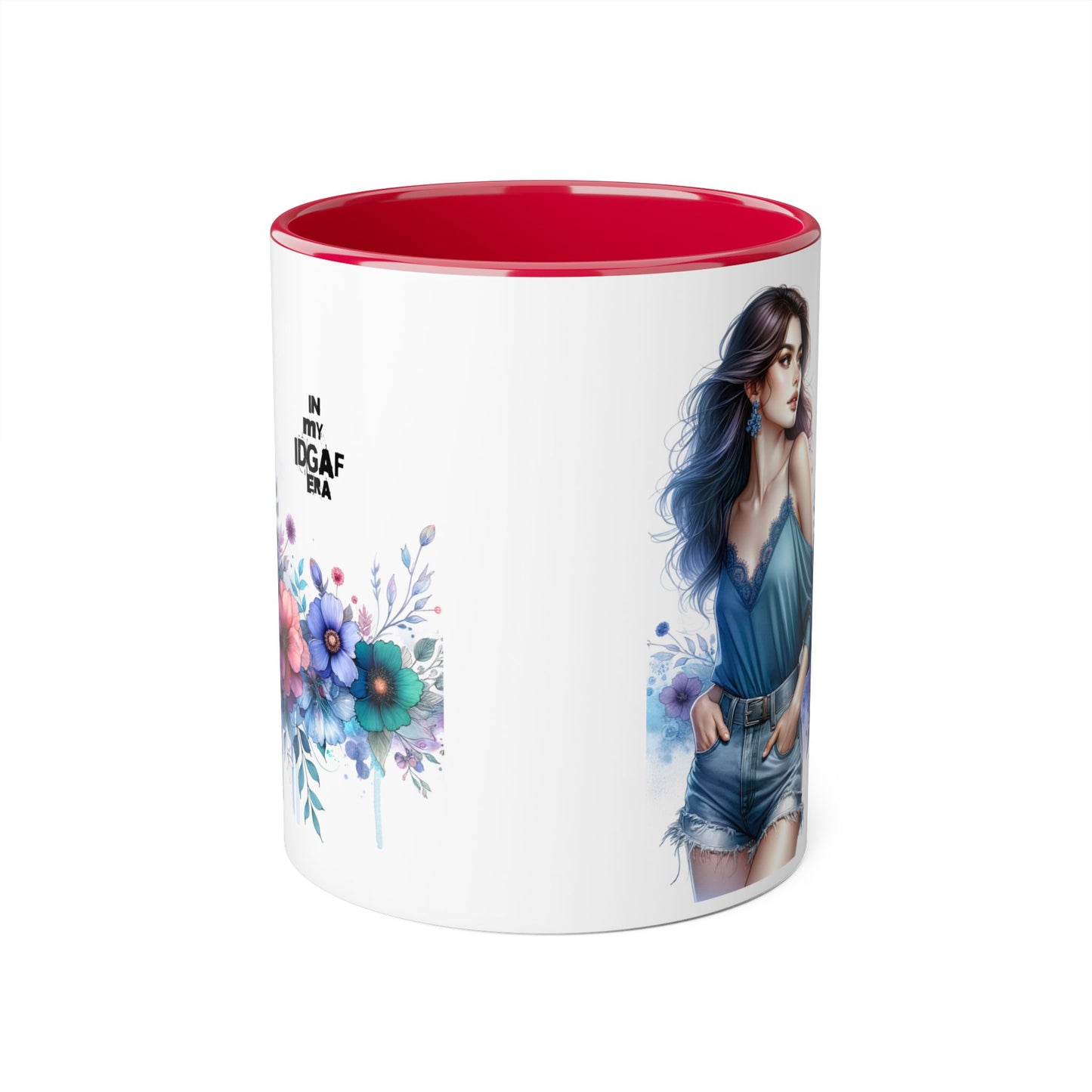 Chic IDGAF Accent Mug, Floral Art, Gift for Her, Coffee Lover, Unique Decor, Trendy Mug, Self-Care Gift