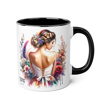 Straight Outta Divorced Humoristic Floral Art Mug, Personalized Gift Mug, Wedding Gift, Coffee Mug, Inspirational Mug, Colorful Accent Mug