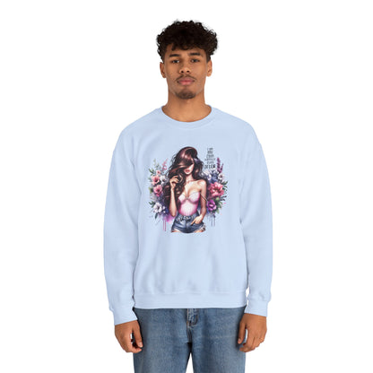 I Am My Own Happily Ever After  Floral Goddess Crewneck Sweatshirt, Cozy Women's Apparel, Boho Style, Gift for Her, Trendy Sweatshirt, Chic Layering Piece