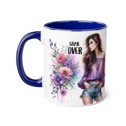 Floral Game Over Mug - Fun Coffee Cup, Gift for Game Lovers, Cute Floral Drinkware, Unique Mother's Day Gift, Tea Mug