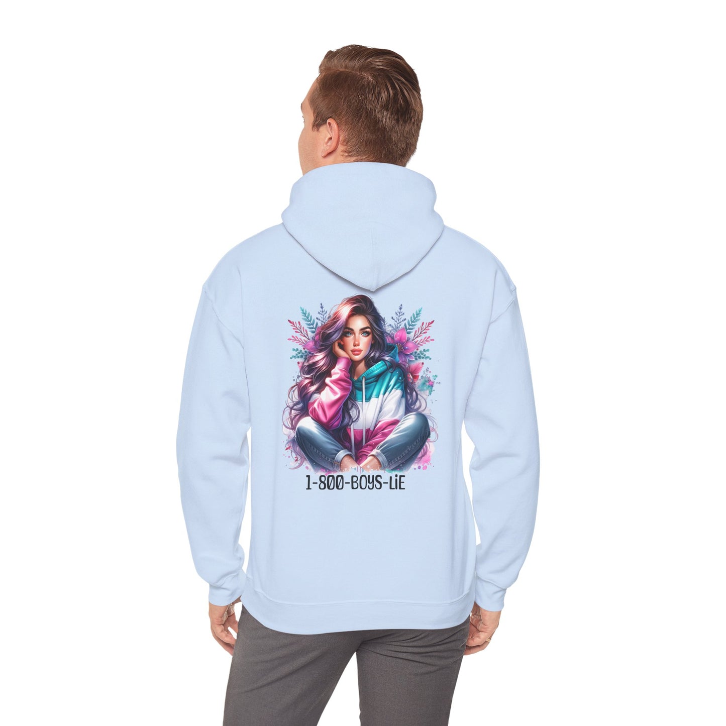 1-800-Boys-Lie Colorful Graphic Hoodie for Women, Cozy Unisex Sweatshirt, Trendy Streetwear, Perfect Gift for Any Occasion