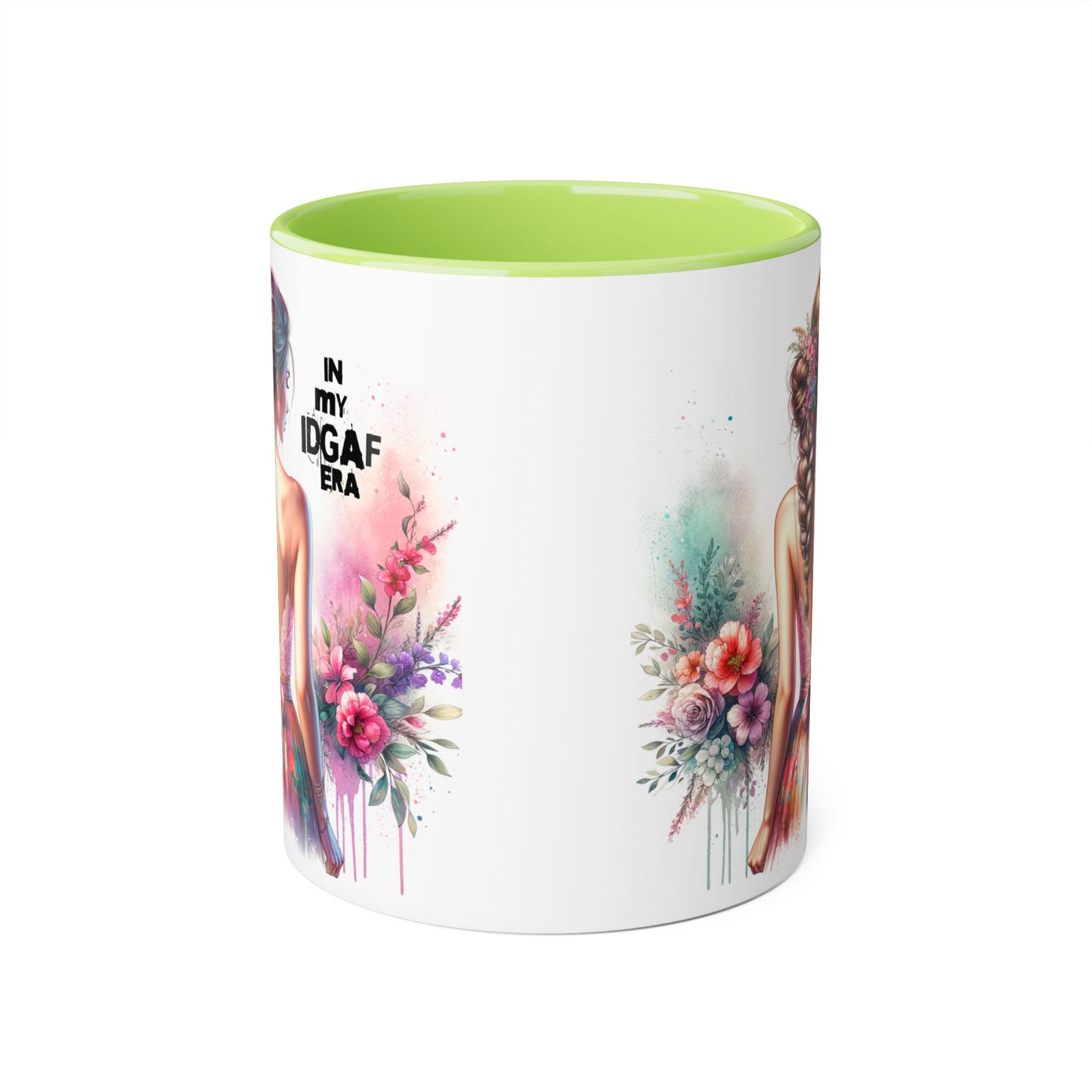 Bold IDGAF Era Accent Mug, Coffee Cup for Strong Women, Gift for Her, Floral Art Mug, Motivational Drinkware