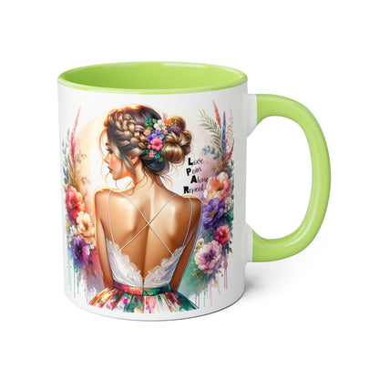 Floral Latte Mug, Inspirational Coffee Cup, Boho Style Mug, Gift for Her, Art Print Mug, Relaxing Beverage Mug